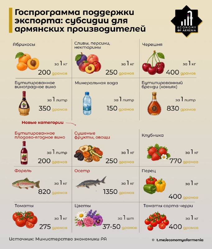Поддержка экспорта в Армении: новые субсидии для производителей Ширака